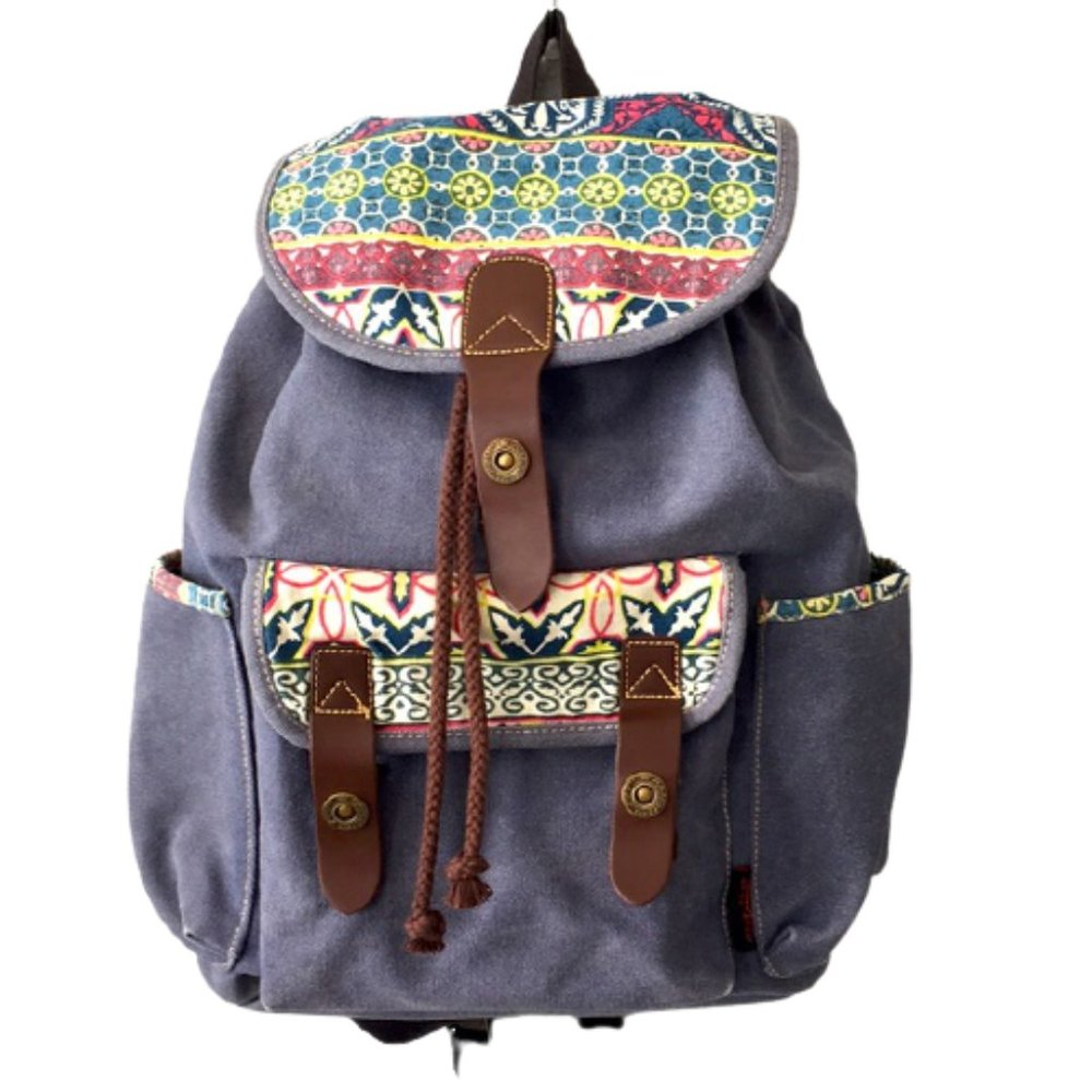 Douguyan Women Floral Print Casual Canvas Backpack